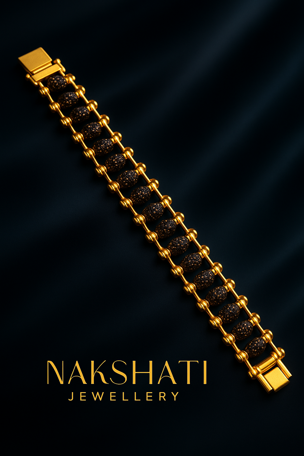 Genuine Paanch Mukhi Modern Rudraksha Bracelet With Gold Plating.